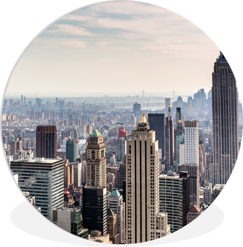 MuchoWow Rundes Wandbild - Runde Bilder Das New Yorker Empire State Building Ø 60 cm Kreis Wanddekoration Kunststoff - Wandkreis - Wandschmuck -...