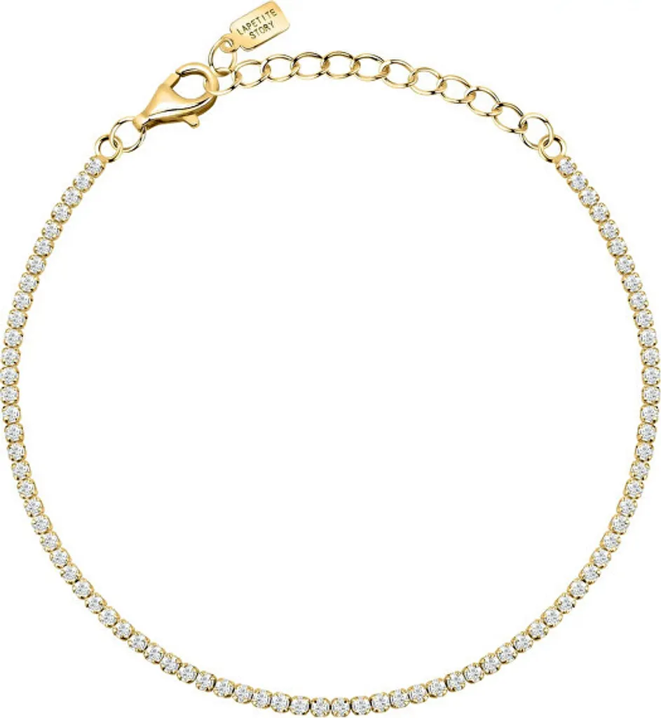 Bracelet rivière de diamants en argent doré et zircons étincelants
