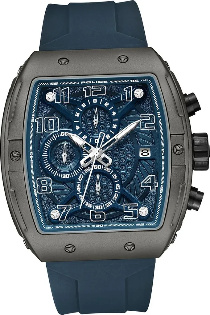 Montre de Sport pour Homme Police avec Bracelet en Silicone Bleu