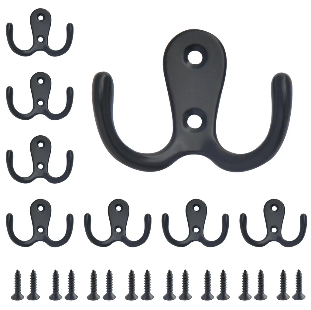 Porte-ustensiles et vêtements noirs à visser lot de 8 pour cuisine