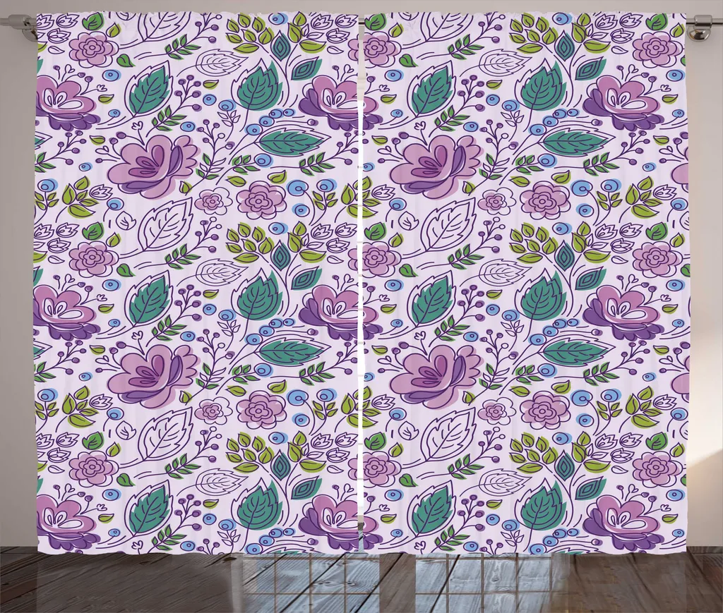 Rideau chambre à coucher fleuri rustique grand format 280 x 225 cm