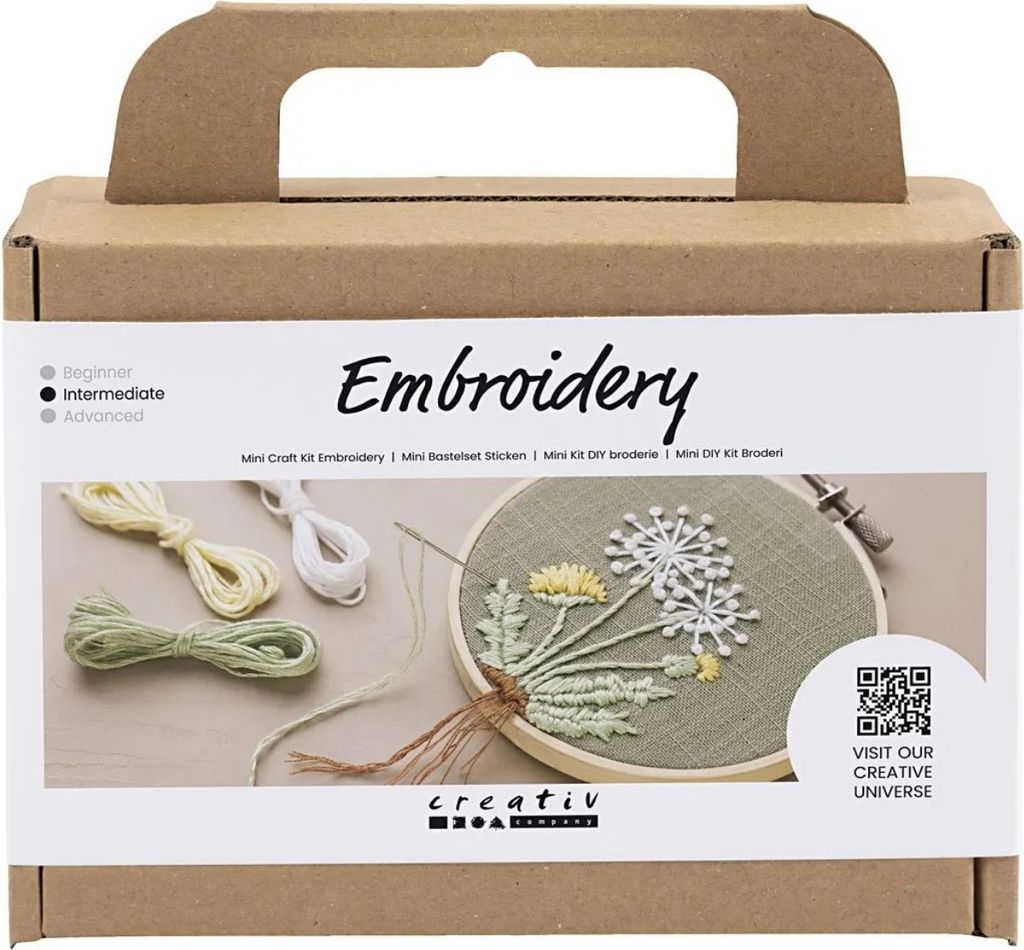 Creativ Company - Mini Bastelset Sticken - inklusive Stoff, Garn, Nadel und Vorlage - 970845