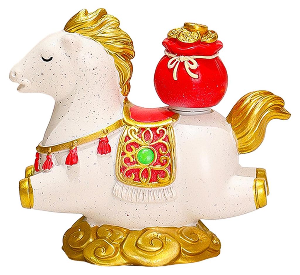 Cartoon-Pferdefigur im chinesischen Stil, Symbol für das Jahr des Pferdes, bringt Reichtum und Glück, Feng-Shui-Dekoration.