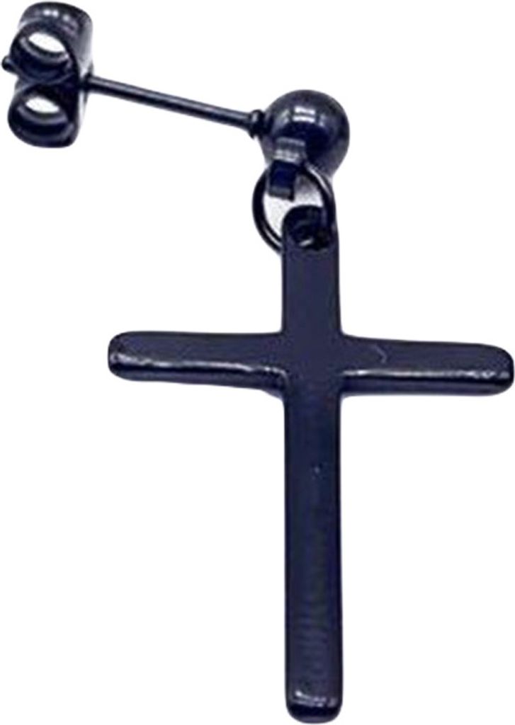 1 Stück Punk Männer Frauen Edelstahl Kreuz Baumeln Ohrstecker Ohrring Party Schmuck-Schwarz