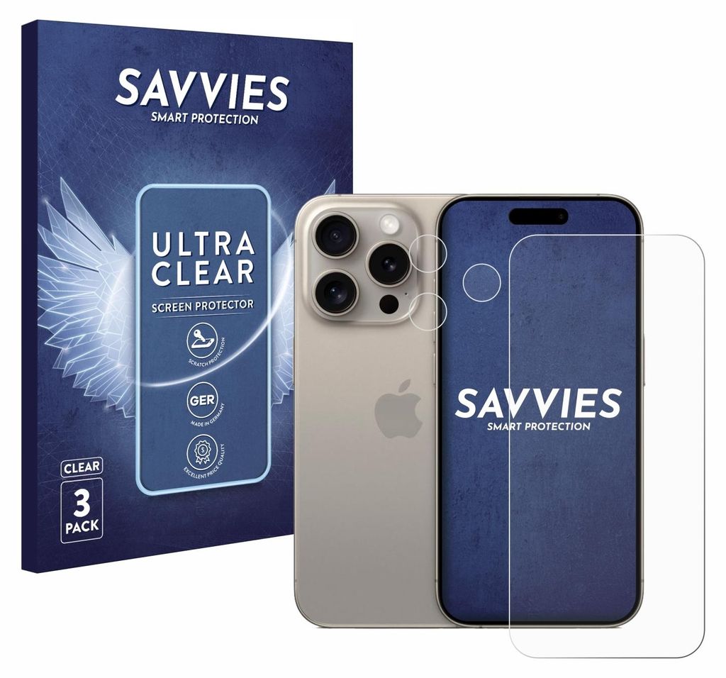 6x Für Apple iPhone 15 Pro (Display+Kamera) Schutzfolie Produktbild 