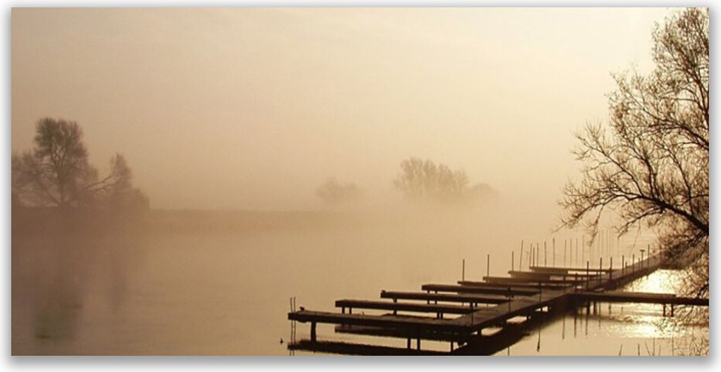 Küchenrückwand aus Glas 140x70cm Spritzschutz Brücke Wasser Nebel Landschaft