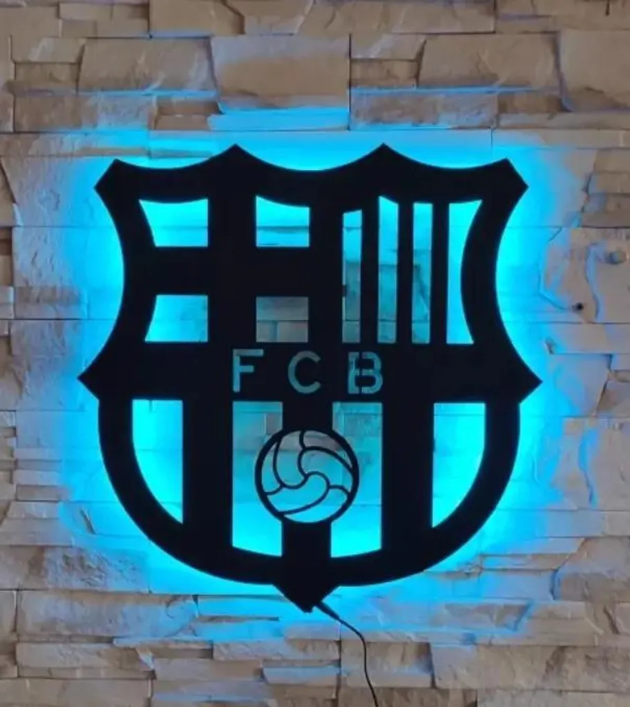 Décoration Lumineuse FC Barcelone Lampe de Mur LED Football 46 cm