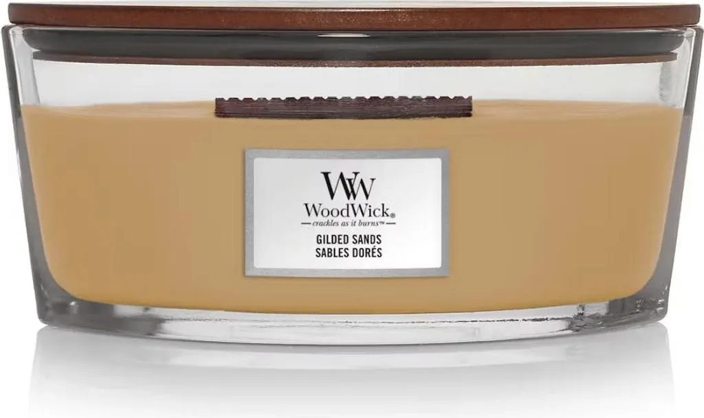 Bougie Woodwick Gilded Sands 453,6 g - Effet Feu de Cheminée Apaisant