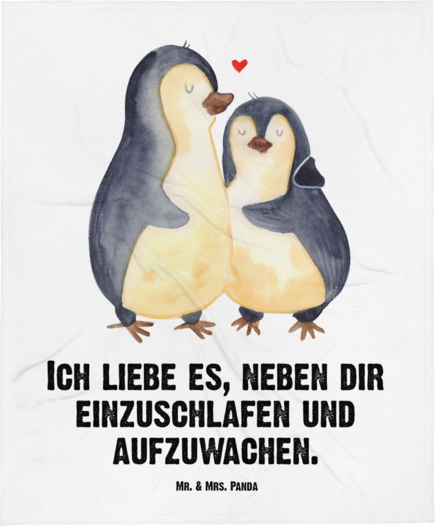 Mr. & Mrs. Panda Babydecke Pinguine Einschlafen - Weiß - Geschenk, Valentinstag, für Frauen, Freundin, Hochzeitstag, Schmusedecke, Fleecedecke, K...