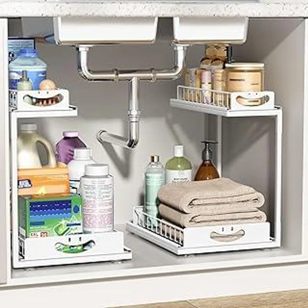Organizer Professionale Sottolavello 2 Livelli Metallo Bianco 2 Pezzi