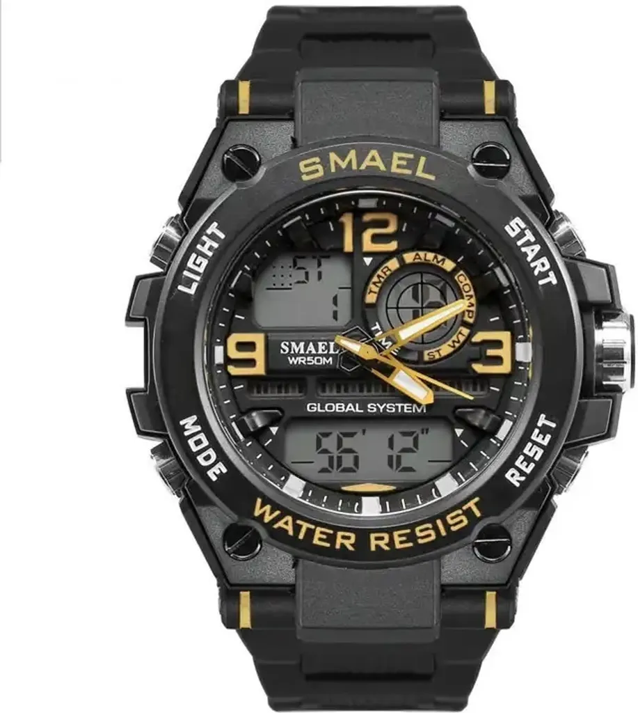 Montre Digitale Sport SMAEL Bobby Noire et Dorée - Design Militaire