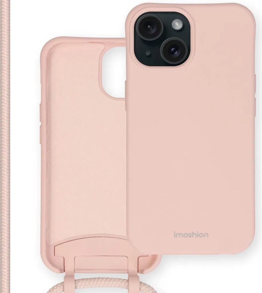 Cover Rosa iPhone 15 imoshion: Stile con Cinturino per Look Hands-Free