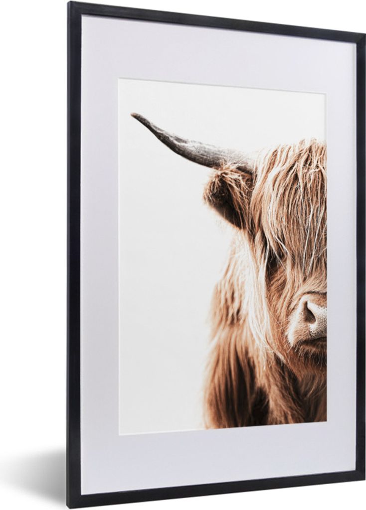 MuchoWow Gerahmtes Poster Schottischer Highlander - Tier - Stier 40x60 cm - Poster mit Schwarzem Bilderrahmen Wandposter Rahmen Foto Bilder - Pos...