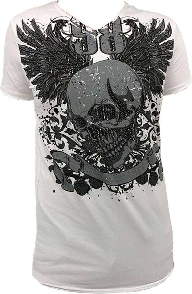 Brandneu Designer T-Shirt von CARISMA Weiß Nieten CRM4443 XL
