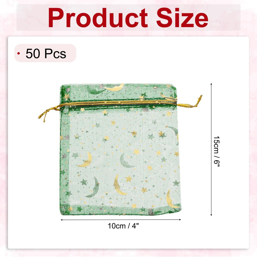 50 Stš¹ck Organzas?ckchen, 10x15cm Stern Mondmuster Geschenks?ckchen, Geschenk Schmuckbeutel mit Zugband, Schmucks?ckchen fš¹r Party Schmuck Gl...