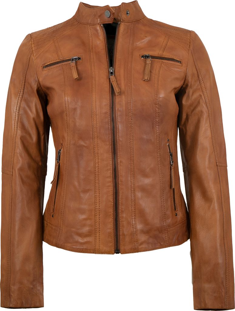 7eleven - Damen Lederjacke Lammnappa cognac ** : 36