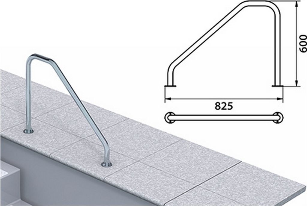 Pool Griffbogen/Treppenhandlauf aus V4A-Edelstahl poliert Produktbild 