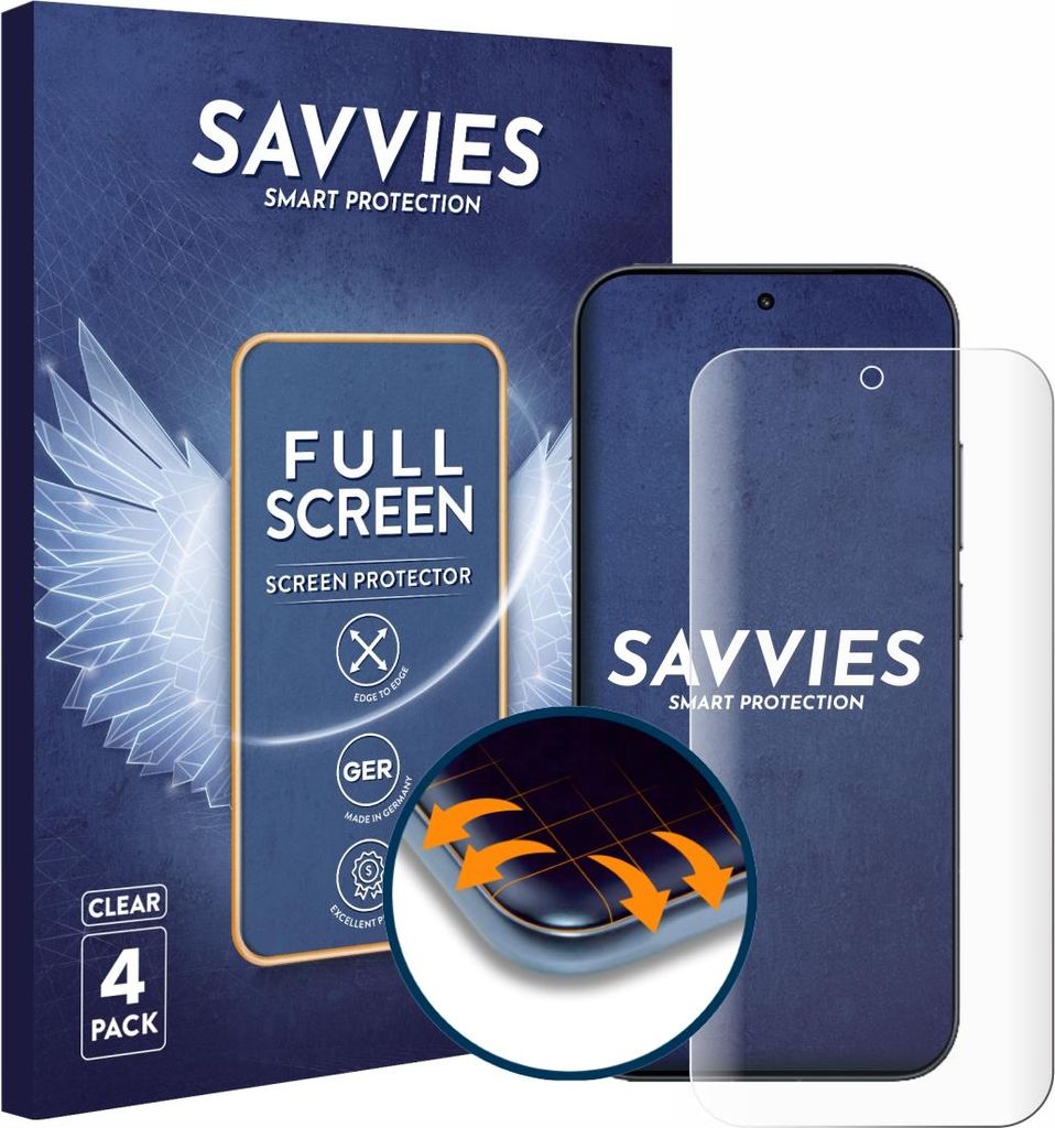 4x Savvies Fullscreen Schutzfolie für Xiaomi Redmi K90 Displayschutz Folie Fullcover Klar Transparent