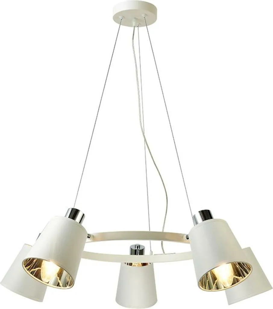 Lampe Suspendue Métal Blanc Grand Format D73cm NORMA 5XE14 ACA Lighting