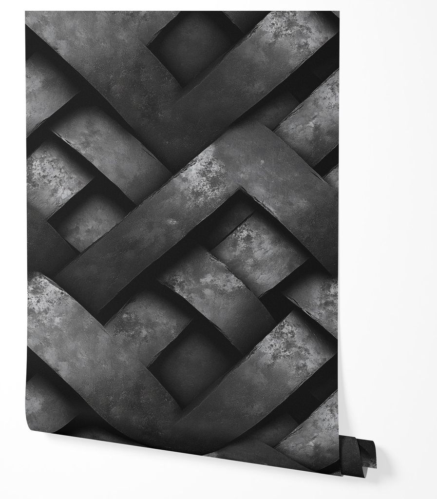 Vliestapete 3D Optik Grau Schwarz Wandtapete Wohnzimmer Produktbild 