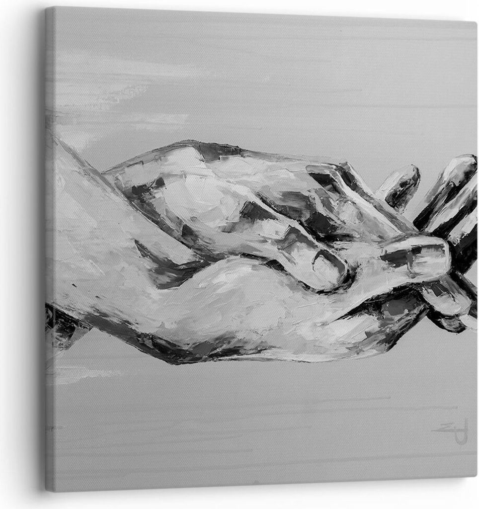 Bild auf Leinwand - Leinwandbild - Einteilig - Handschriftlich Hände Schwarzweiß - 30x30cm - Wand Bild - Wanddeko - Wandbilder - Leinwanddruck - ...