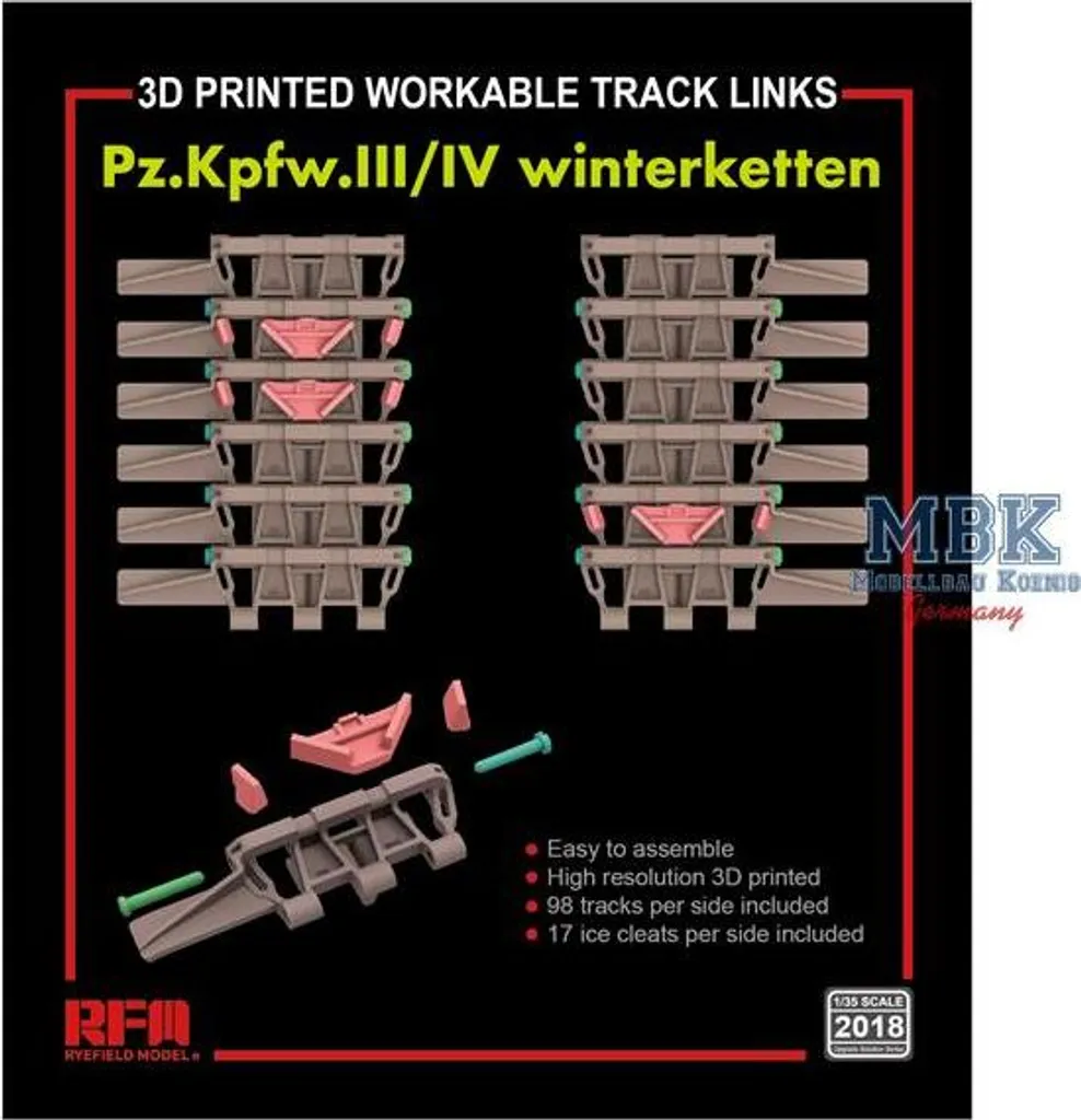 Chenilles Winterketten Imprimées en 3D pour Panzer III / IV RFM2018 RFM