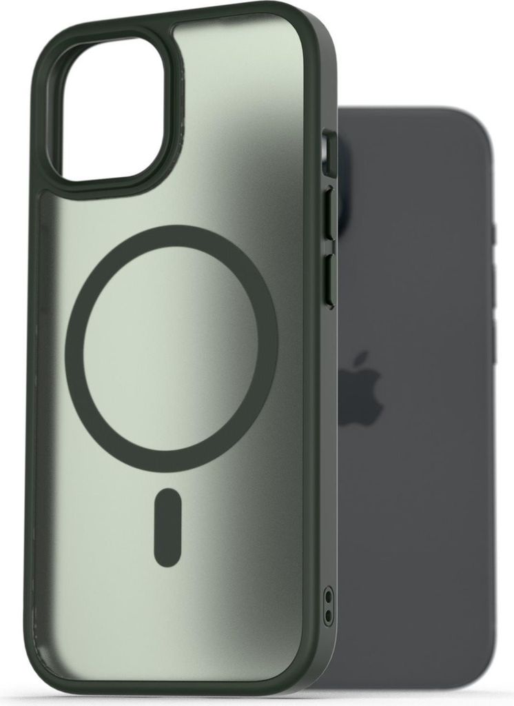 AlzaGuard Matte Hülle, kompatibel mit Magsafe für iPhone 15, dunkelgrün
