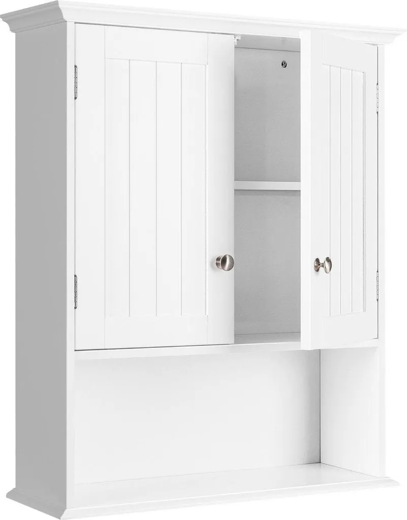 Armoire murale blanche gain de place pour WC et petite salle de bain