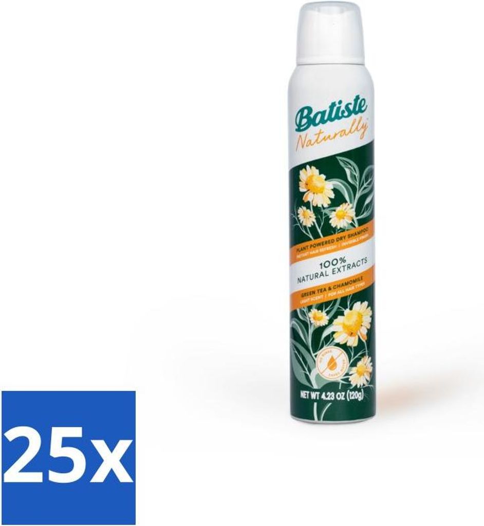 Batiste – Natürlich Grüner Tee & Kamille – Trockenshampoo – 100 % natürliche Extrakte – Erfrischt und reinigt – 200 ml - Vorteilspack ...