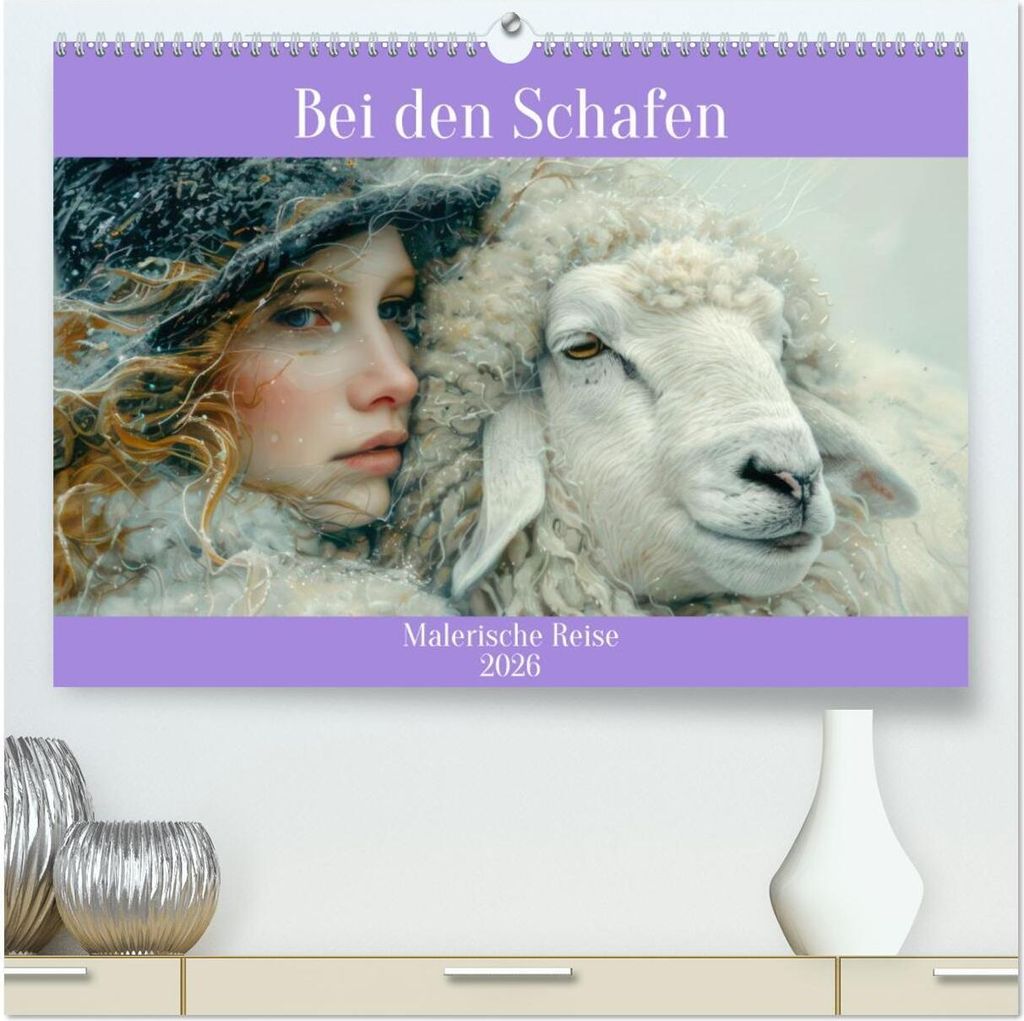 Bei den Schafen - Malerische Reise (hochwertiger Premium Wandkalender 2026 DIN A2 quer), Kunstdruck in Hochglanz