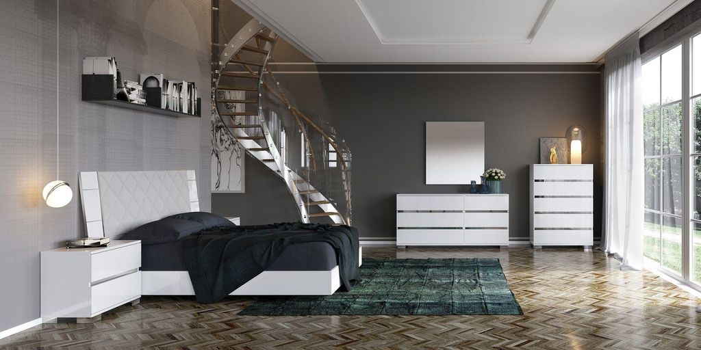 Schlafzimmer-Set Capri 6-Teilig in Weiß 180 x 200 cm - Mit Polsterung