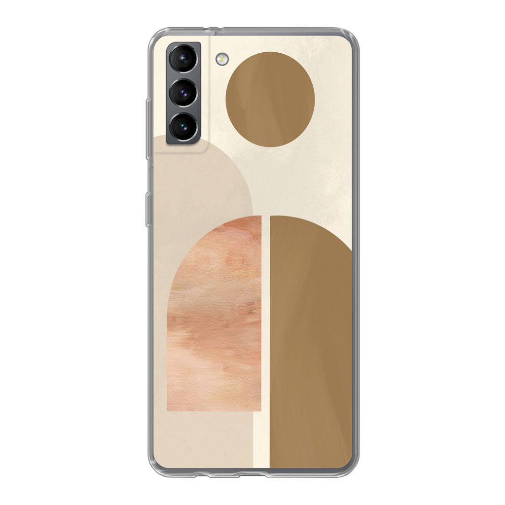 MuchoWow Handyhülle Schutzhülle Hülle für Samsung Galaxy S21 Plus Rosa - Braun - Design Silikon Softcase Handy Hülle - Handy-Tasche