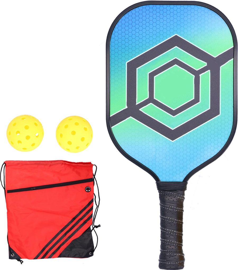 Leijiaer Pickleball Paddel Set Carbon Faser Gesichtsschläger mit 2pcs Ball und Speicherbeutel-063