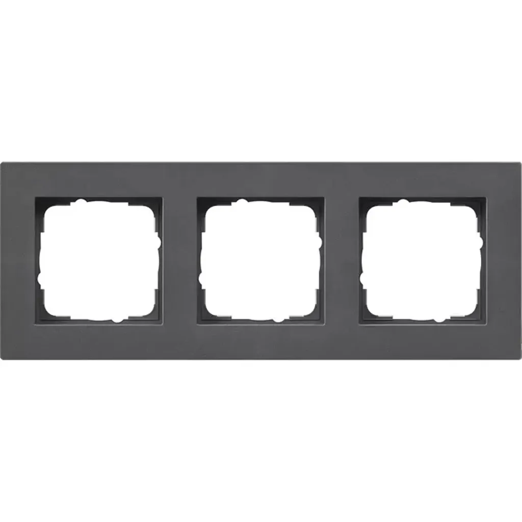 Cadre de finition 3 postes Gira E2 Anthracite pour interrupteurs plat