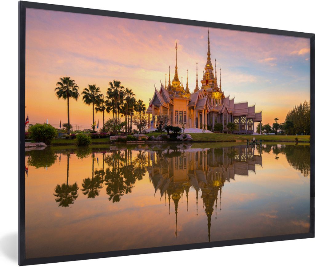 MuchoWow Gerahmtes Poster Thailand - Tempel - Orange 60x40 cm - Poster mit Schwarzem Bilderrahmen Wandposter Rahmen Foto Bilder - Printing - Wand...