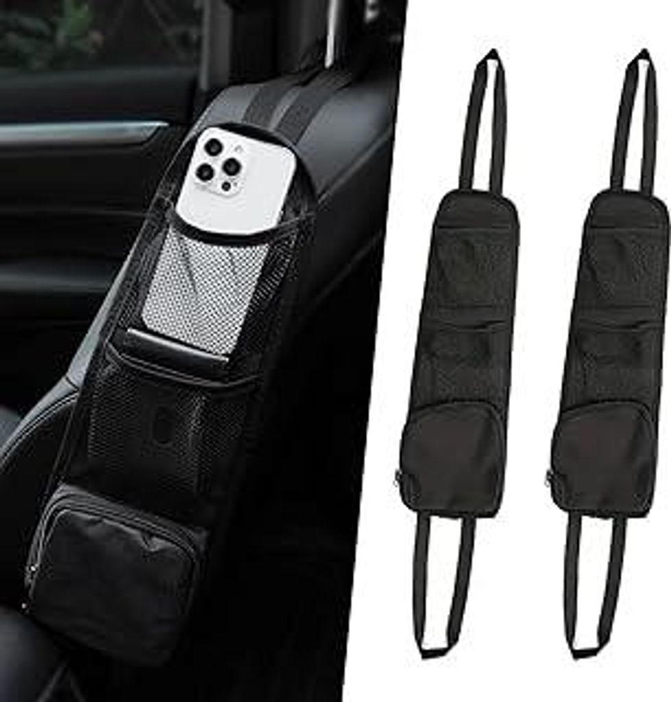 Autositz Seiten Organizer,2 Stück Faltbare Autositz Organizer Seite, Multifunktionaler Seitentaschen,Geeignet für alle Fahrzeuge, um Gegenstände...