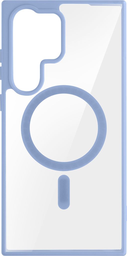 MagSafe Hülle Samsung S23 Ultra Transparente Rückseite, Silikonrand Lavendelblau