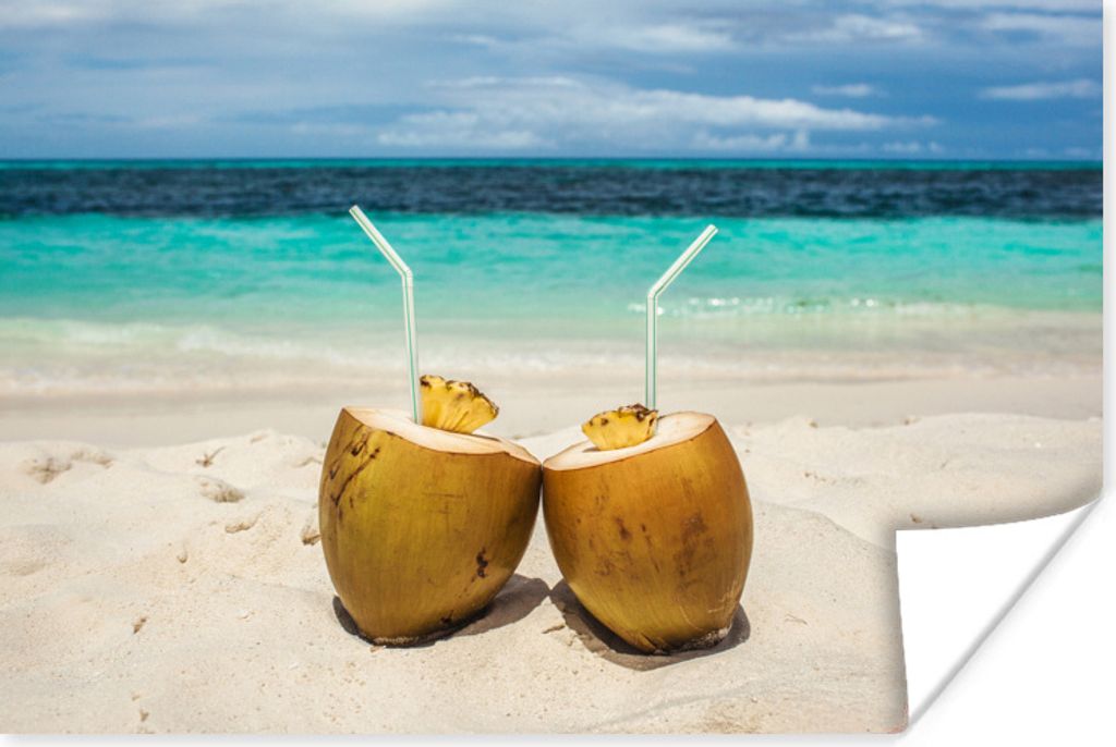 MuchoWow Poster Kokosnuss Karibik Strand 30x20 cm - Plakate - Print