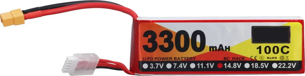 Batterie Lipo 3300 mAh 4S 14.8V 100C avec Connecteur XT60 pour Modèle RC