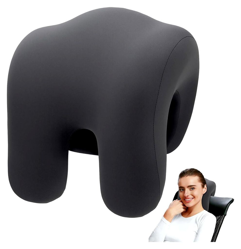Kopfstütze für Bürostühle, Nackenkissen 30 * 18 * 24 cm, Ergonomisches Kissen aus Memory-Schaum, für Bürostühle, Drehstühle, Reisen (Grau)