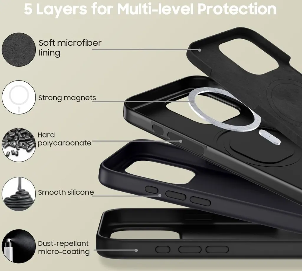 Tech-Protect Silicone Magsafe Iphone 16 Pro Nero opaco - 3