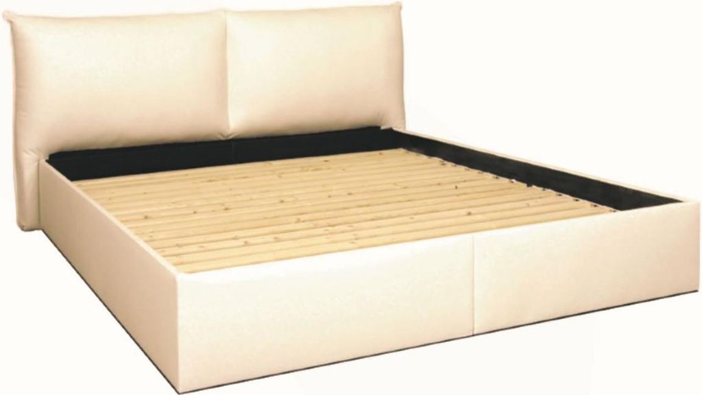 Casa Padrino Bett Weiß - Echtleder Schlafzimmermöbel