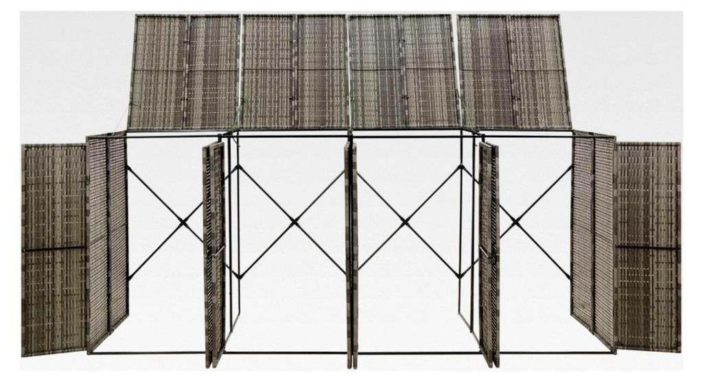 Mülltonnenbox 4er Set - Grau - PE-Rattan & Stahl - 274x80x117 cm - für den Außenbereich