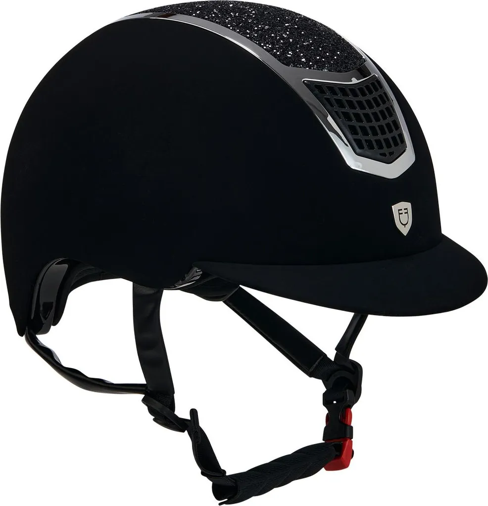 Casque équitation de concours en velours pour femme avec strass