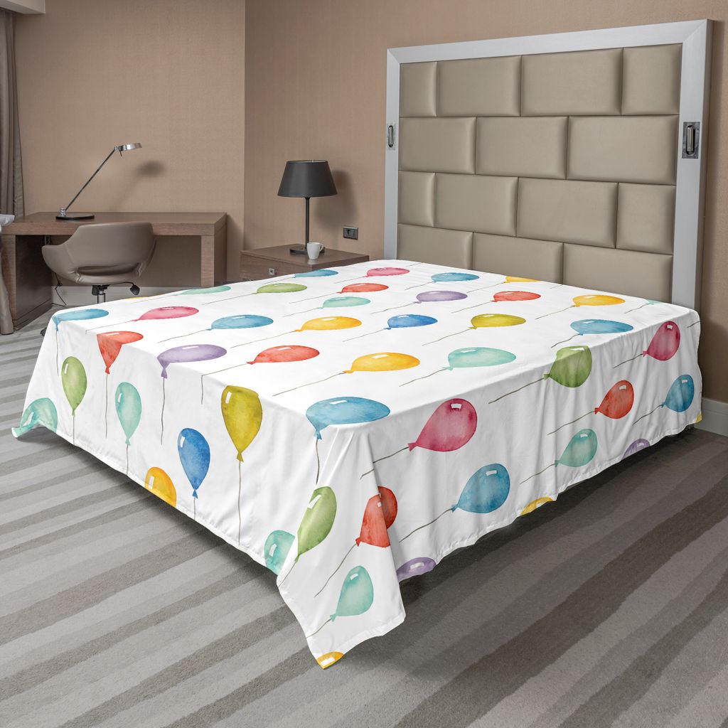 ABAKUHAUS Bunt Bettlaken, Bunte Luftballons Geburtstagsfeier Thema Festveranstaltung Überraschungs Event Pattern, weiches bequemes oberes Bettlake...