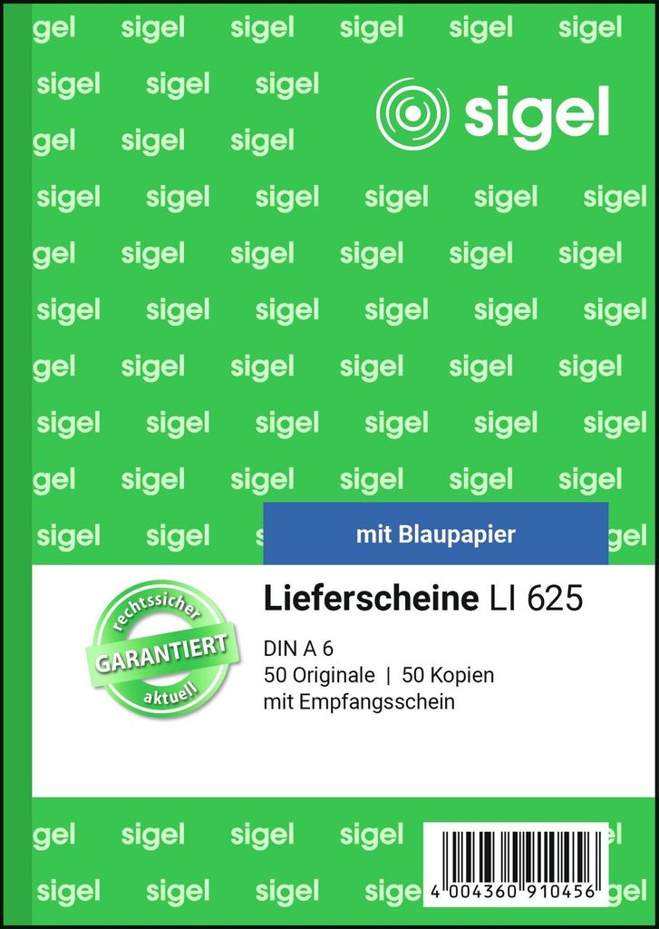 SIGEL LI625 Lieferscheine, mit Empfangsschein, 1.+ 2. Bl. Produktbild 