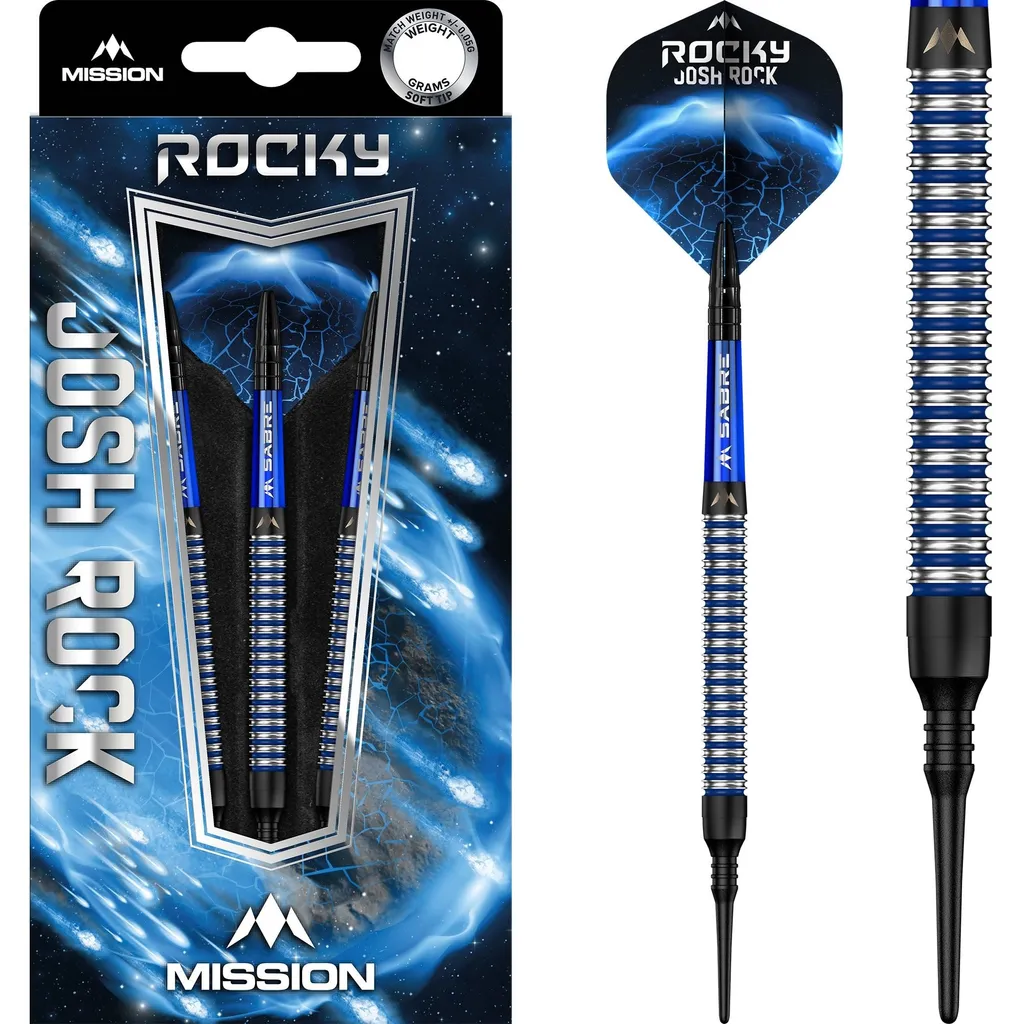 Fléchettes Mission Josh Rock 18g en Tungstène pour un Grip Exceptionnel