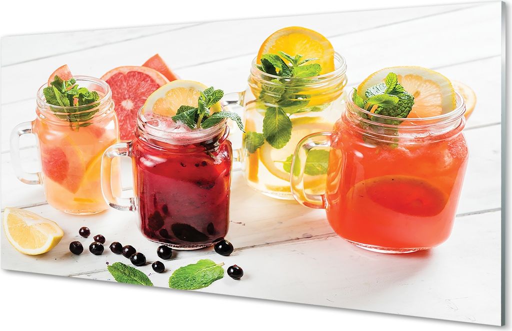 Glasbilder 100x50 Wandkunst Cocktails mit Zitrus