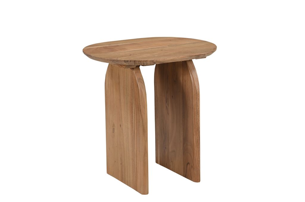 SIT Möbel Beistelltisch 60 x 45 cm | mit ovaler Tischplatte | Akazie massiv natur | B 60 x T 45 x H 61 cm | 14684-01 | Serie WAVE