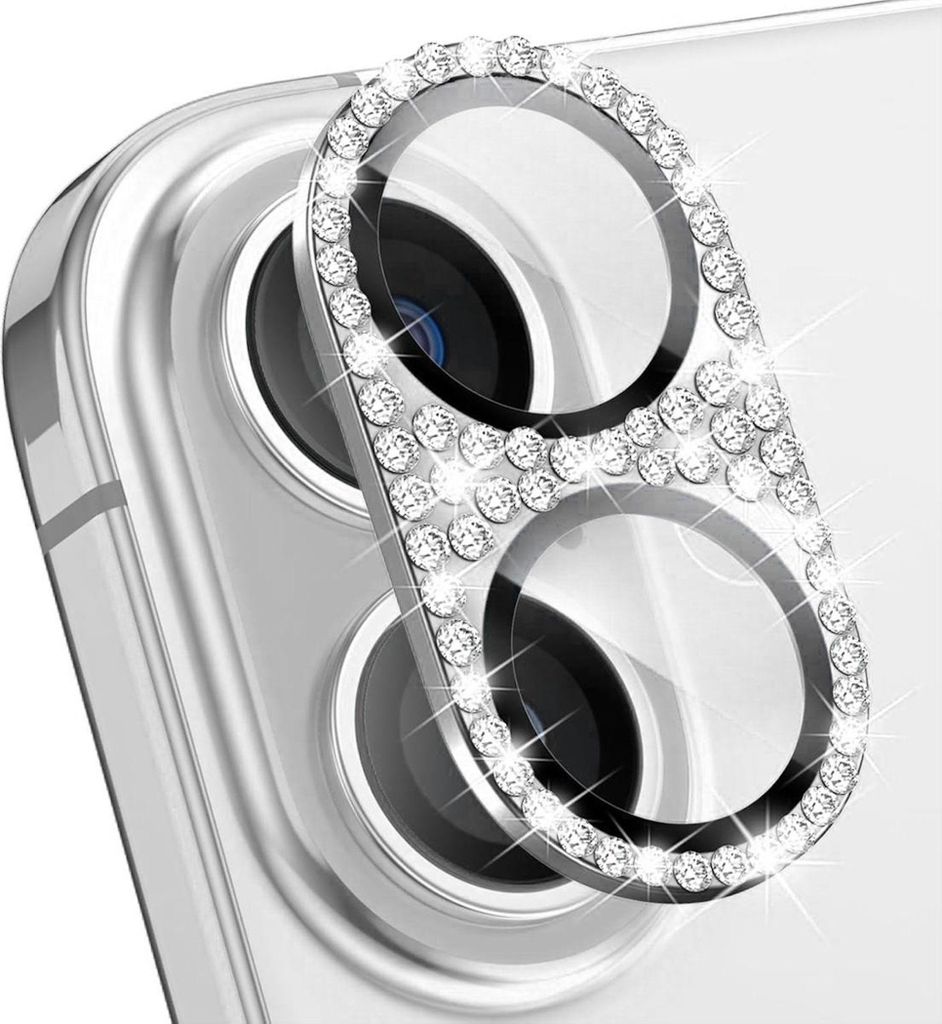 Kamera Schutzglas für Apple iPhone 17 aus Metall mit Diamant Optik Silber
